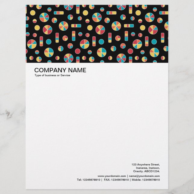 Pie Circles and Bars Pattern 271019v3 - Black Custom Letterhead (Front)