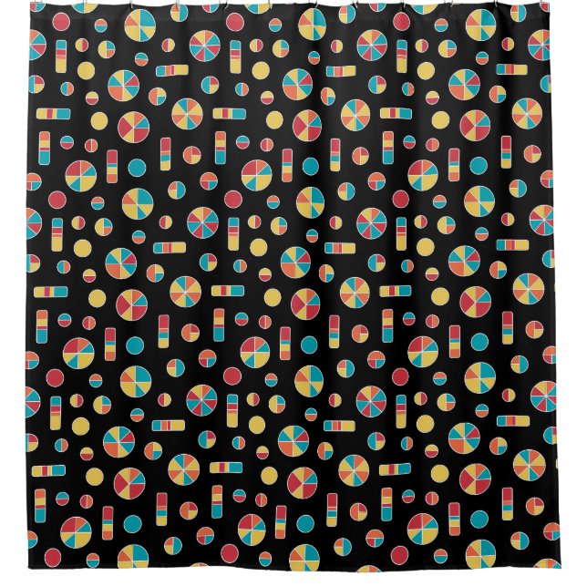 Pie Circles and Bars Pattern 271019v3 - Black Shower Curtain (Front)