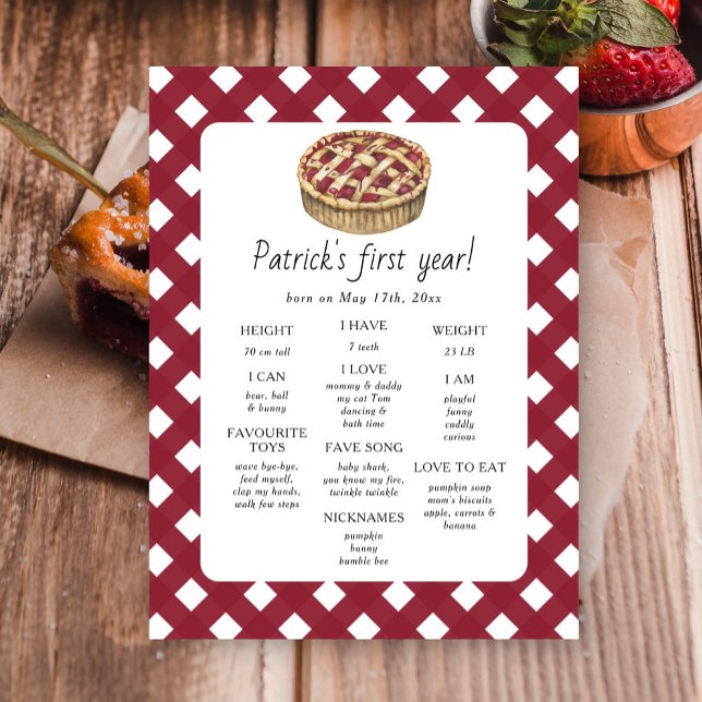 Pie First Birthday Milestone Birthday  Poster (Creator Uploaded)