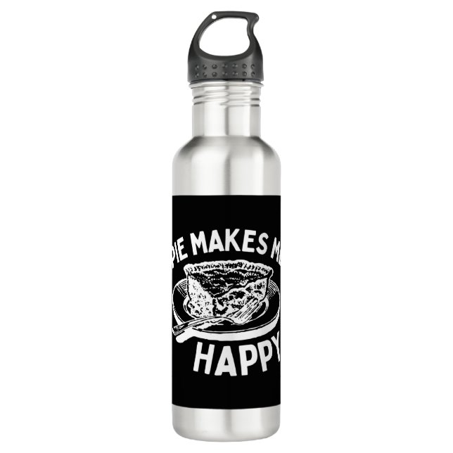 Pie Makes Me Happy Funny Pie 710 Ml Water Bottle (Front)
