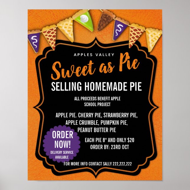 PIE SALE pie theme event  FLYER Poster (Front)