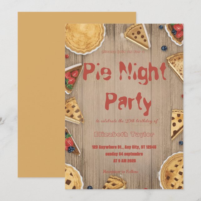 Pie Sharing Night Party Invitation – Sweet & Cozy (Front/Back)