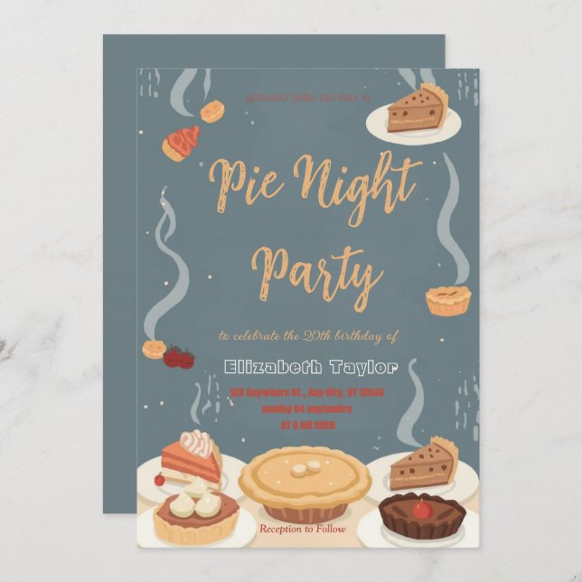 Pie Sharing Night Party Invitation – Sweet & Cozy (Front/Back)