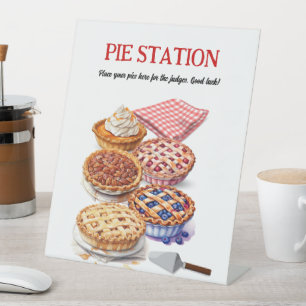 Pie Sharing Night Party Pedestal Sign