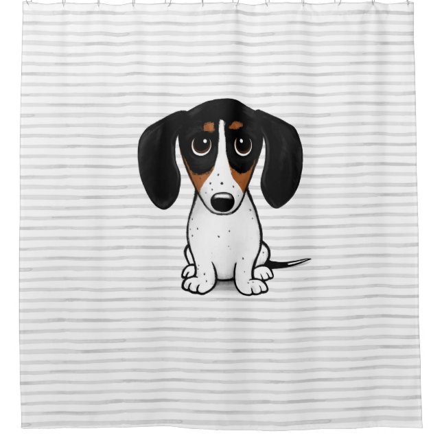 Piebald Dachshund Cute Cartoon Puppy Dog Shower Curtain (Front)