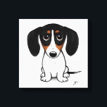 Piebald Dachshund | Cute Cartoon Wiener Dog Canvas Print<br><div class="desc">Cartoon style drawing of a black,  tan and white Piebald Dachshund. A fun canvas print for anyone who loves wiener dogs. Visit Jenn's Doodle World for even more cute animal art and dog lover's illustrations.</div>