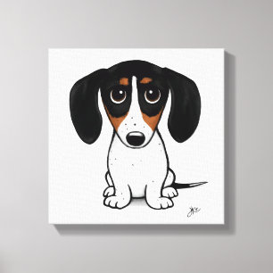 Piebald Dachshund   Cute Cartoon Wiener Dog Canvas Print