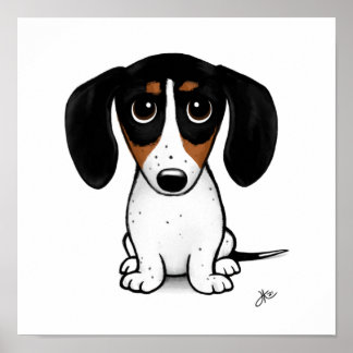 Piebald Dachshund | Cute Cartoon Wiener Dog Poster
