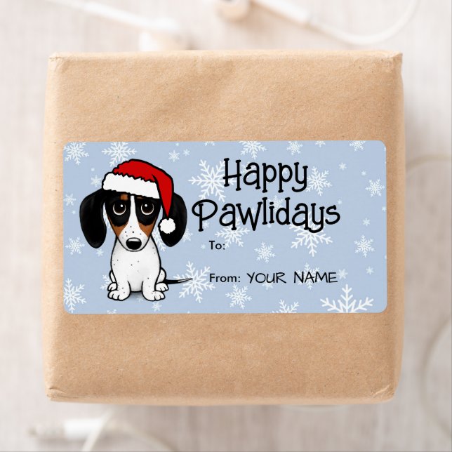 Piebald Dachshund Cute Dog Christmas To From Gift (Insitu)