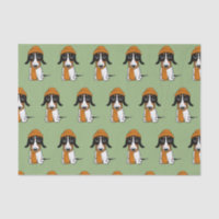 Piebald Dachshund Cute Dog with Hat Patterned Tiss