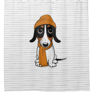 Piebald Dachshund Cute Hipster Dog Cartoon Shower Curtain