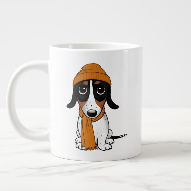 Piebald Dachshund | Cute Hipster Dog Large Coffee Mug (Left)