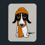 Piebald Dachshund Cute Hipster Dog Magnet<br><div class="desc">A fun kitchen magnet for Piebald Dachshund lovers. Black,  tan and white coloured Doxie. Visit Jenn's Doodle World for even more accessories for home and office with this funny dog and more original wiener dog designs.</div>