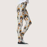 Piebald Dachshund | Cute Hipster Dog Patterned Leggings<br><div class="desc">Original drawing of a Piebald Dachshund wearing an orange beanie hat. Cute patterned print, perfect for the gym, yoga, or a relaxing evening with your doggie by your side. These novelty print leggings make a fun gift for Doxie lovers. Visit Jenn's Doodle World for even more dog breed leggings and...</div>