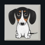 Piebald Dachshund | Cute Puppy Dog Magnet<br><div class="desc">A fun fridge magnet for Piebald Dachshund lovers. Black,  tan and white Doxie. Visit Jenn's Doodle World for even more accessories for home and office with this funny dog and more original wiener dog designs.</div>