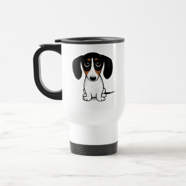 Piebald Dachshund Cute Puppy Dog Travel Mug (Left)