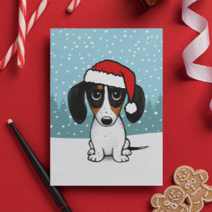 Piebald Dachshund Santa Cute Wiener Dog Christmas Holiday Card