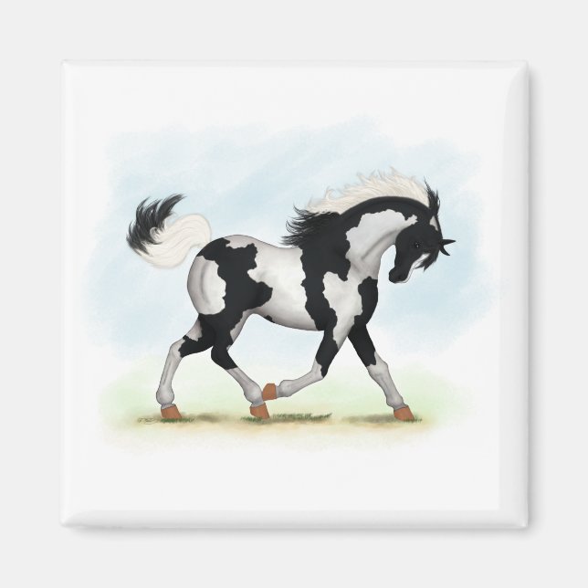 Piebald Overo Pinto Horse Magnet (Front)