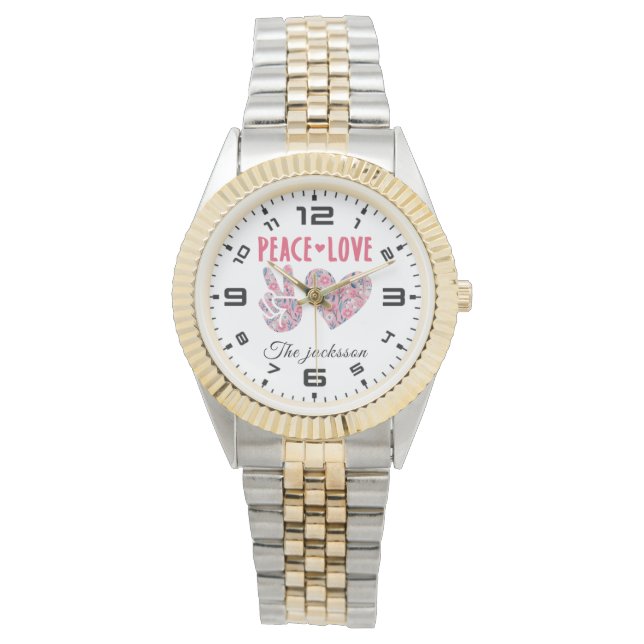 piece love Name Glitter Strap Watch (Front)