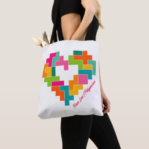 Piece, Love & Polyominoes Tote Bag
