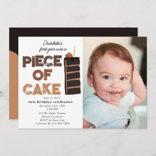 Piece of Cake Invite 1st First Birthday Photo
