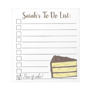Piece of Cake! Personalised To Do List Notepad