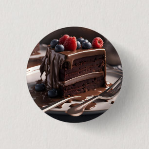 Piece of Chocolate Cake 3 Cm Round Badge