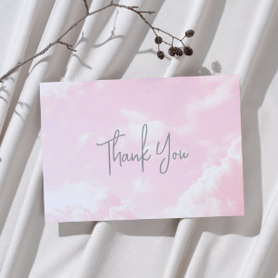 Piece of Heaven Baby Shower Pink Clouds Thank You Card