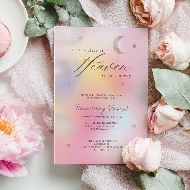 Piece of Heaven Celestial Holographic Baby Shower Invitation (Piece of Heaven Celestial Holographic Baby Shower Invitation)