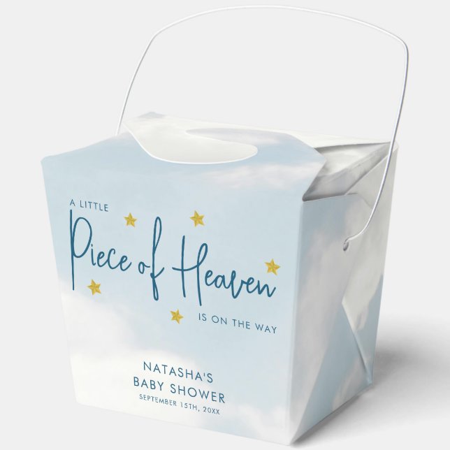 Piece of Heaven Clouds Baby Shower Favour Box (Front)