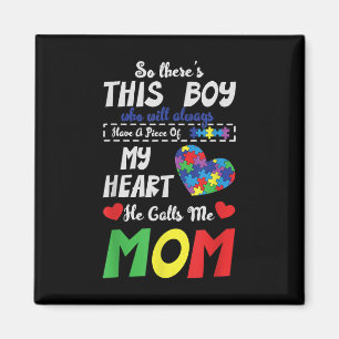 Piece Of My Heart Mum Son Autistic Kids Autism Magnet