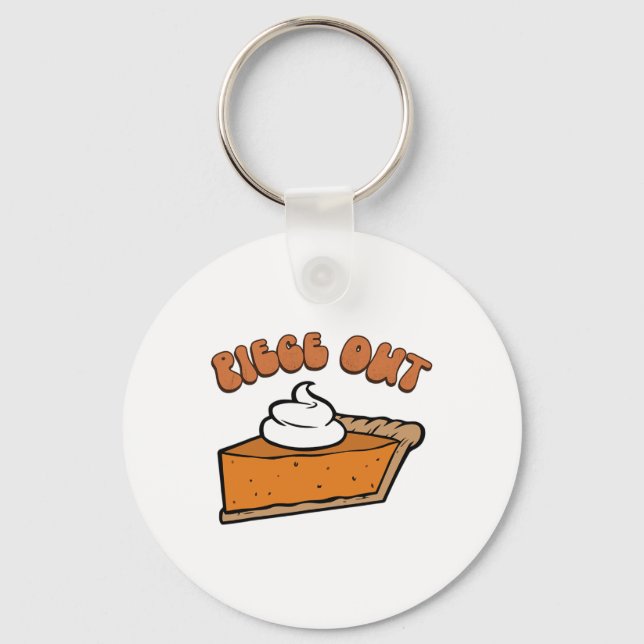 Piece Out Pie Retro Funny Thanksgiving Fall Groovy Key Ring (Front)
