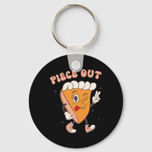 Piece Out Pumpkin Pie Retro Thanksgiving Fall Groo Key Ring