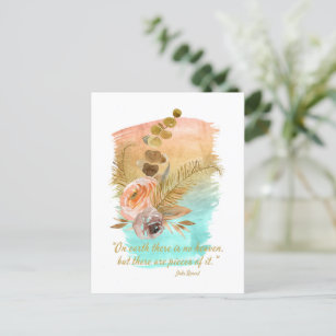 Pieces of Heaven Quote Boho Flowers  Postcard