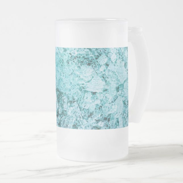 pieces of mental integration frosted glass beer mug (Front Right)