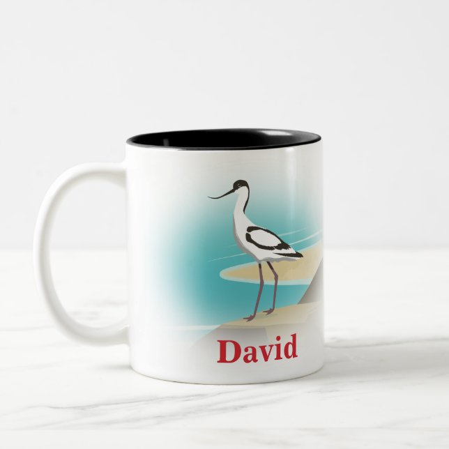 Pied Avocet Bird Two-Tone Coffee Mug (Left)
