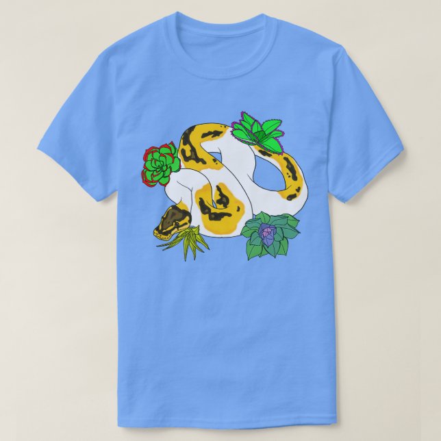 Pied Ball Python with Succulents  T-Shirt (Design Front)