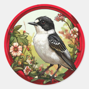🌿Pied flycatcher Bird For Nature Wildlife Lover Classic Round Sticker