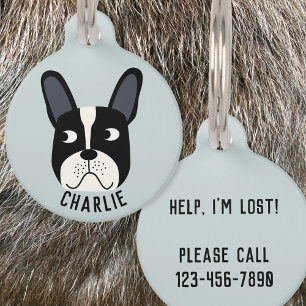 Pied French Bulldog Pet Tag