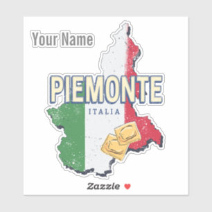 Piedmont Italy Retro Region Map Vintage Pasta