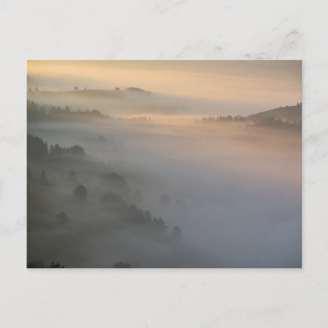 Pieniny sunrise fog postcard (Front)