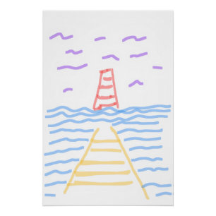 Pier and Lighthouse Glossy Poster