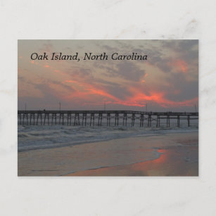 Pier and Sunset - Oak Island, NC Postcard