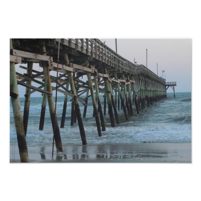 Pier and Waves - Oak Island, North Carolina Photo Print (Front)