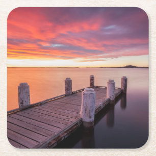 Pier at Lake Illawarra Square Paper Coaster