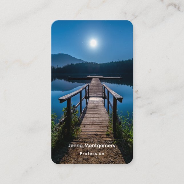 Pier at Night under a Full Moon Business Card (Front)