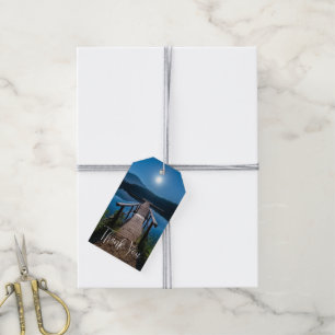 Pier at Night under a Full Moon Thank You Gift Tags