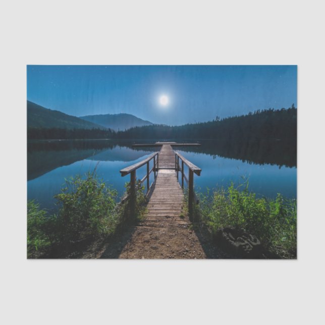 Pier at Night under a Full Moon Tissue Paper (Front)