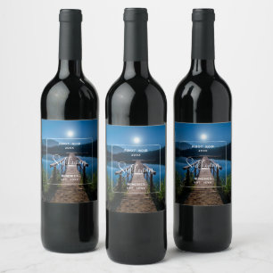 Pier at Night under a Full Moon Wine Making Label