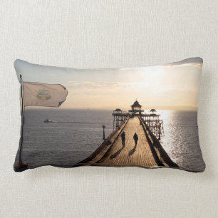 Pier at Sunset - Clevedon Pier, Somerset, UK - Lumbar Cushion
